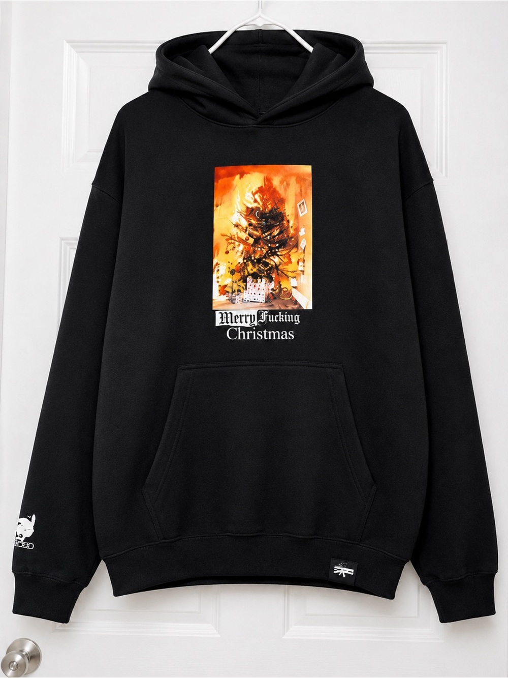 Black Graphic 'Merry Fucking Christmas' Hoodie Sweater